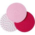 Potholders Trivets Set Thread Weave Coasters, for Baking Pink Series