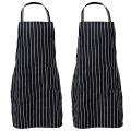 2 Pack Pockets Black Chef Apron for Women Men 30.3 Inch X 24 Inch