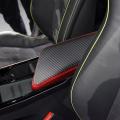 Car Carbon Fiber Center Console Lid Armrest Box Leather Pad -red