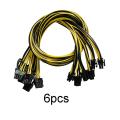 6pcs Pcie 6pin to 8pin(6+2) Male to Male Pci-e Power Cable for Mining
