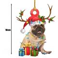 Christmas Dog Ornament Wooden Cute Dog Decor Nativity Party Gift(b)