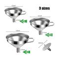 3pcs Stainless Steel Wide Mouth Funnel with Filter for Bottle Canning