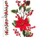 6.3ft Red Berry Christmas Garland, Berry Garland with Pine Cones