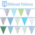 40 Feet Fabric Bunting Banner Vintage Bunting Flag for Party Blue