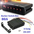 6 Gang On/off Rocker Switch Box with Red Led Light
