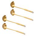 2 Pieces Gold Metal Soup Ladle Colander Long Handle Stainless Steel