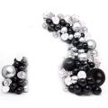 100pcs Black White Silver Balloons for Decorations, with Palm Leaf