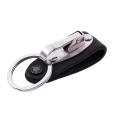 Stainless Steel Keyring Design Faux Leather Belt Loop Key Chain