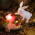 Cute Rabbit Solar Lamp Villa Outdoor Solar Rabbit Lawn Garden(white)