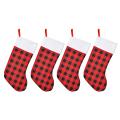 4 Pack Christmas Stocking for Party Decoration, L(red and Black)