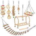 8 Packs Bird Parrot Swing Hanging Toy,wood Bell Bird Cage Toys