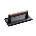 8x4inch Iron Grill Meat Press with Wooden Handle for Crispy Bacon