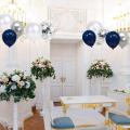 Navy Blue,silver Confetti Balloons,12 Inch Silver and White Pearl