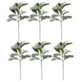 6pcs Artificial Flowers Flocked Lambs Ear Leaf,for Home Wedding