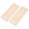 2pcs Rectangle Flower Wood Carving Decal Decor Carved Onlay Applique