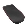 Center Console Armrest Box Pad for Toyota Leather Black with Red Line