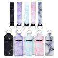 5 Pcs Chapstick Holder Keychain with 5 Pcs Neoprene Wristlet Lanyards