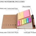 3 Packs Spiral Notebook with Pen In Holder, Sticky Notes, Index Tabs