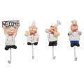 Pack Of 4 Resin French Chef Figurine Wall Hooks Hanger
