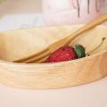 New Oak Boat Wooden Tray Solid Oval Dish Fruit Dessert Disk Tray