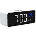 Digital Alarm Clock with Wireless Charging,digital Clock (white)