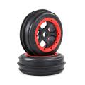 2pcs Front Wheels Tires for 1/5 Hpi Rovan Rofun Km Baja 5b Rc,red