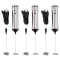 3x Usb Electric Milk Frother Stainless Steel Handheld Mixer
