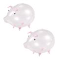 2x Pig Bank Money Boxes Coin Saving Box Transparent Glass Pink