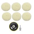 6 Pcs 7 Inch Pads Wool Polishing Pads with Hook and Loop Pad Backing