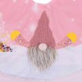 Pink Christmas Tree Skirt with Led Light Faceless Doll Carpet -a