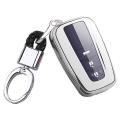 With Keychain Tpu Key Case for Toyota Camry Rav4 Avalon, Silver