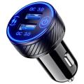 Dual Qc3.0 Ports Usb Car Charger with Touch Switch and Blue Led