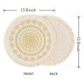 4pcs Round Placemats,for Table Dinner Home Decor(yellow)