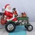 1pcs Santa Claus Driving Sculpture Statue Resin Christmas Doll A