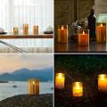 Amber Glass Led Flameless Candles Flickering with Remote, 3 Pack
