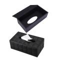 Home Car Rectangle Pu Leather Tissue Box Black