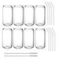 Drinking Glasses with Glass Straw -16oz Can Shaped Glass Cups