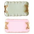 European Style Bow Cake Storage Trays Square Decor Tray 12x20cm Pink