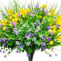 16pcs Artificial Flowers Outdoor Uv Resistant Shrubs Plants for Decor