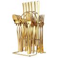 Nordic Cutlery 24pcs Rack Set Stainless Steel Cutlery Set Gold