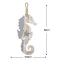 Wooden Decor Seahorse with Starfish & Shells for Nautical Decoration
