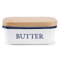 Butter Box with Wood Lid Food Dish Ceramic Cheese for Kitchen Tool
