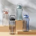 2l Large Capacity Transparent Water Bottle with Bounce Cover Time D