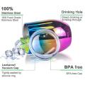 12 Oz Covered Double Insulated Stainless Steel Cup, Rainbow Color