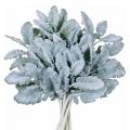 8pcs Artificial Flocked Miller Leaves Stems Greenery for Vase Bouquet