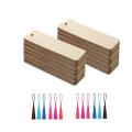 72pcs Blank Rectangle Nature Wood Slice Bookmark with Holes Rope