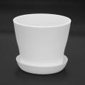 3x Plastic Plant Flower Pot with Tray Round White Upper Caliber 10cm
