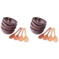 Coconut Bowls Spoon Set,4 Bowls 4 Spoons,for Kitchen,dining