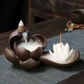 Elegant Lotus Incense Burner Waterfall Incense Holder Ceramic A