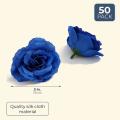 Artificial Flowers Silk Rose Flower Heads,50pcs for Hat(dark Blue)